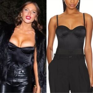 FLEUR DU MAL “HAMPTONS” SILK BUSTIER, SZ L BLACK NWT